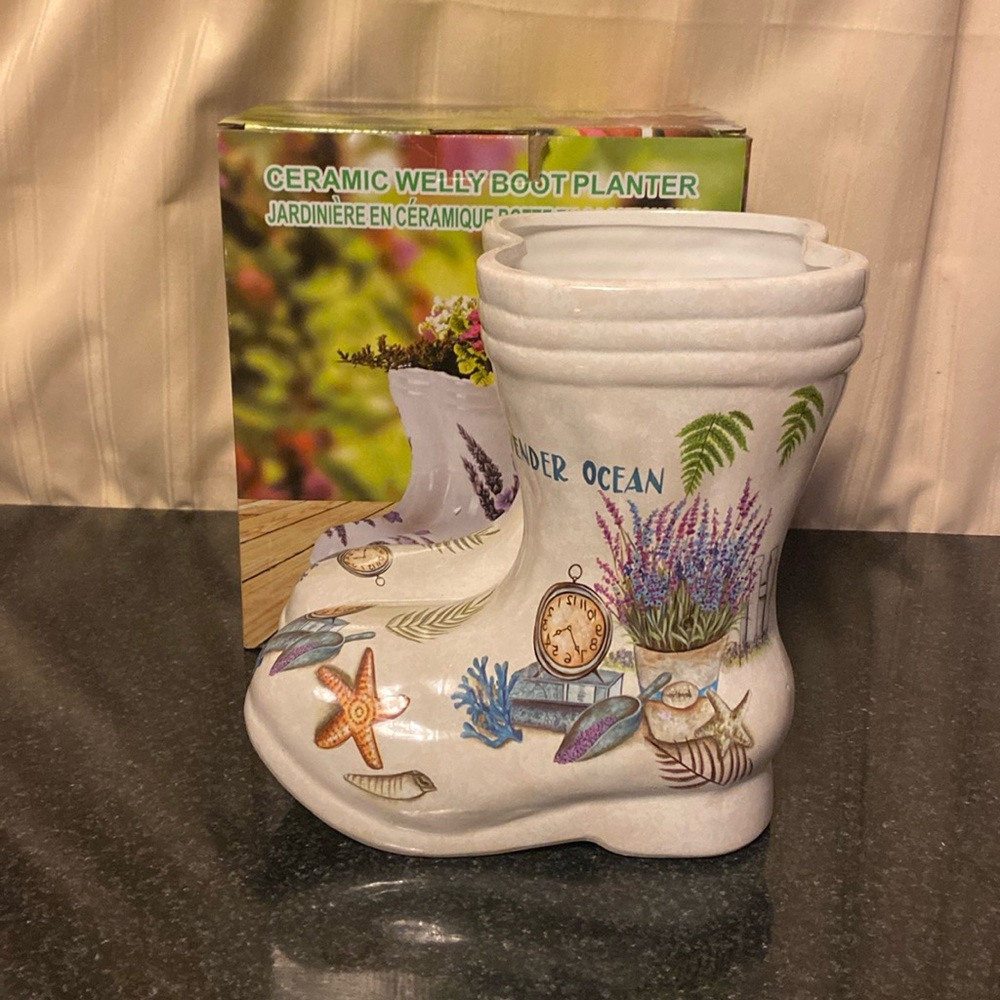 NEW! Ceramic Planter Lavender Ocean